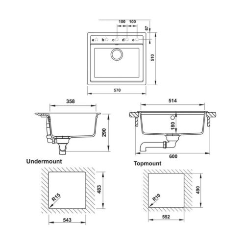 thông số kỹ thuật của Chậu rửa bát đá Hafele HS20-GEN1S60 570.34.870 màu xám