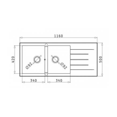 kích thước của Chậu rửa chén bát Hafele HS G11650 565.83.741