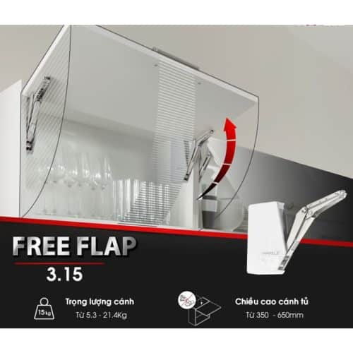 Ảnh thực tế bộ tay nâng FREE FLAP 3.15 Hafele 493.05.862 nắp xám