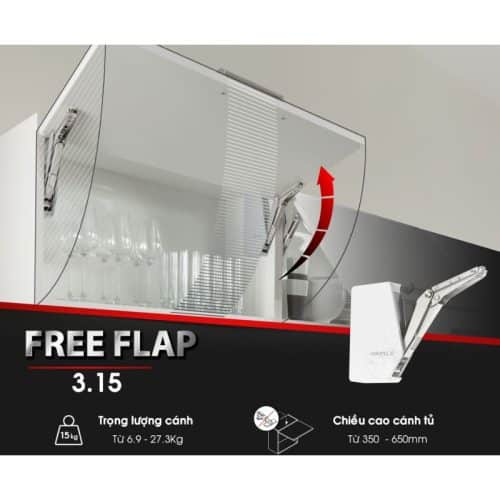 Ảnh thực tế bộ tay nâng FREE FLAP 3.15 Hafele 493.05.863 nắp xám