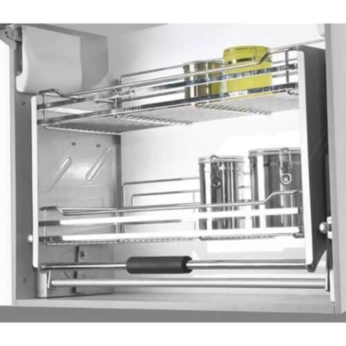 Ảnh thực tế giá bát đĩa nâng hạ Hafele 504.75.023 cho tủ rộng 600mm