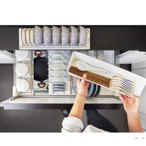 Ảnh thực tế rổ kéo để xong nồi cho ngăn kéo dưới Hafele 545.14.939, 900mm