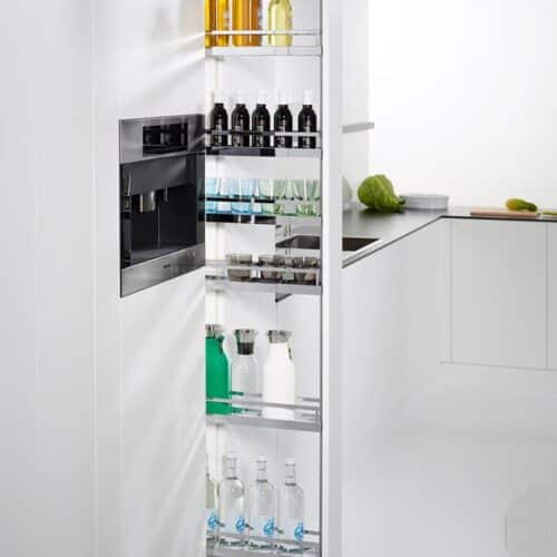 Ảnh thực tế bộ kệ tủ 4 tầng, rổ lưới DISPENSA 90 ARENA 400mm Hafele 546.54.613