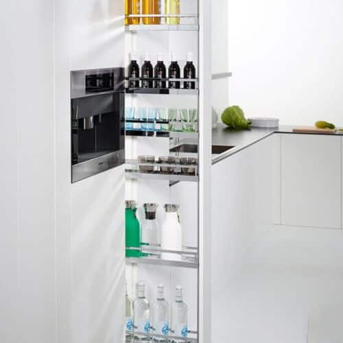 Ảnh thực tế bộ kệ tủ 6 tầng, rổ lưới DISPENSA 90 ARENA 300mm Hafele 546.54.631