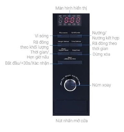 bảng điều khiển của lò vi sóng kết hợp nướng âm tủ Hafele HM-B38A