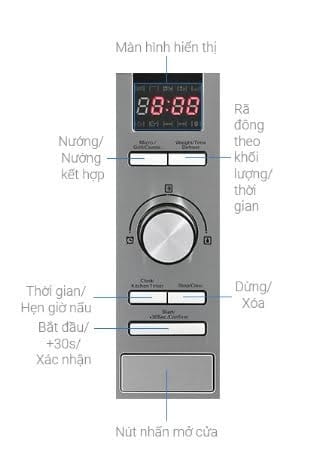 bảng điều khiển của lò vi sóng kết hợp nướng âm tủ Hafele HM-B38D