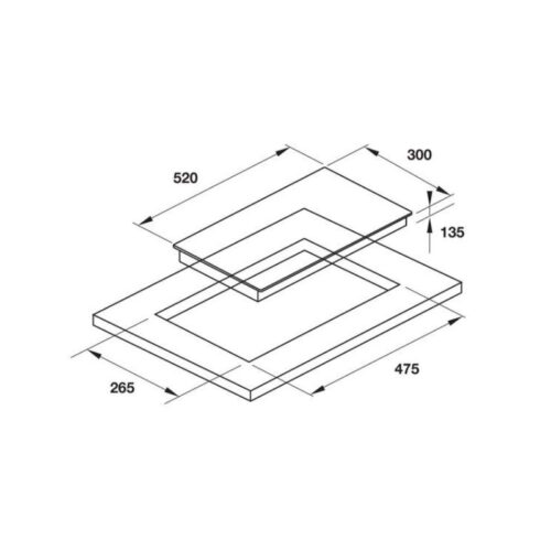 Kích thước Bếp gas Domino Hafele HC-G301B 533.02.853