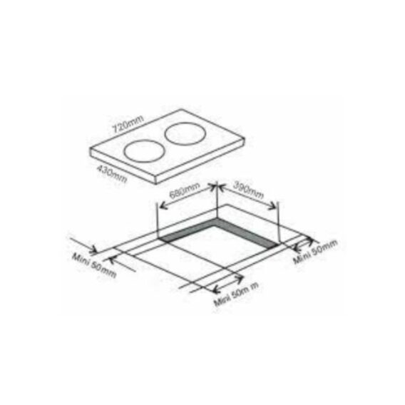Kích thước của bếp từ đôi kết hợp hồng ngoại Hafele HC-M772C 536.61.565