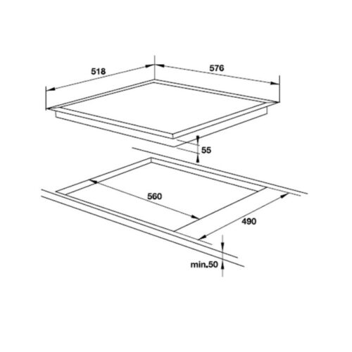 kích thước của Bếp từ 4 vùng nấu Hafele HC-I604C 535.02.211