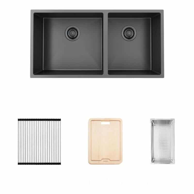 Bộ chậu rửa và phụ kiện Hafele 67.96.313 Bộ chậu rửa và phụ kiện Hafele HS21-SSN2S90 567.96.313