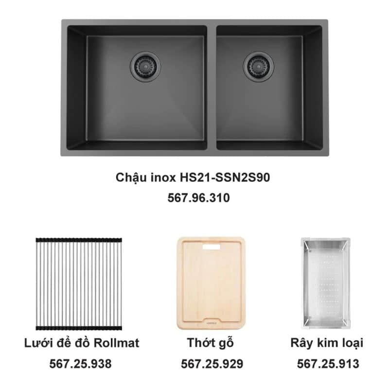 Bộ chậu rửa và phụ kiện Hafele HS21-SSN2S90 567.96.313 Bộ chậu rửa và phụ kiện Hafele HS21-SSN2S90 567.96.313