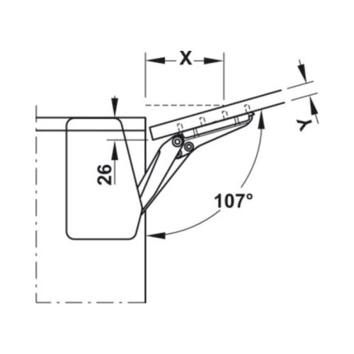 Bộ tay nâng FREE FLAP 1.7 Hafele 493.05.830 nắp xám 7 Thiết kế của Bộ tay nâng FREE FLAP 1.7 Hafele 493.05.830 nắp xám