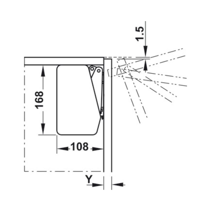 Thiết kế của Bộ tay nâng FREE FLAP 1.7 Hafele 493.05.830 nắp xám Thiết kế của Bộ tay nâng FREE FLAP 1.7 Hafele 493.05.830 nắp xám