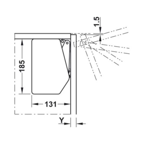 Thiết kế của Bộ tay nâng FREE FLAP 3.15 Hafele 493.05.862 nắp xám