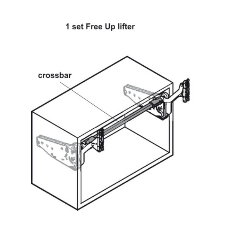Thiết kế của Bộ tay nâng FREE UP Hafele 493.05.802 nắp xám Thiết kế của Bộ tay nâng FREE UP Hafele 493.05.802 nắp xám