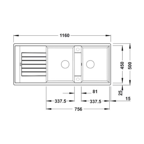 kích thước của Chậu đá Hafele Blancozia 8S 565.76.659