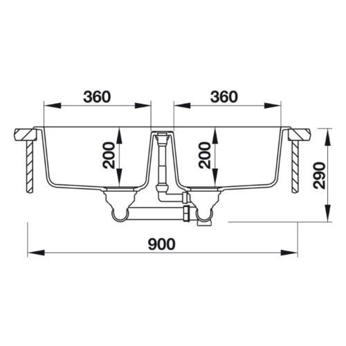 kích thước của Chậu đá Hafele Galba HS-GD8650 570.36.400