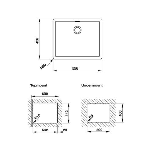 thông số kỹ thuật của Chậu đá Hafele Tiberius HS-GS5545 570.36.430