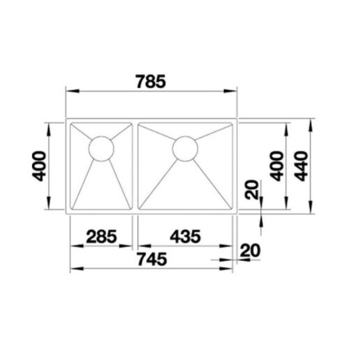 thông số kỹ thuật của Chậu rửa bát Hafele Blanco Quatrus R15 285/435-IU 570.27.160