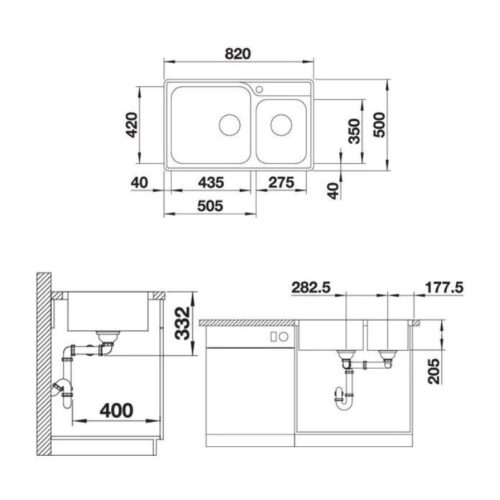 kích thước của Chậu rửa bát Hafele Lemis XL 8-IF 570.27.189