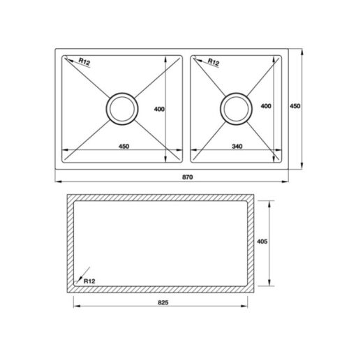 kích thước của Chậu rửa bát Hafele Valerian HS-SD8745 567.23.040