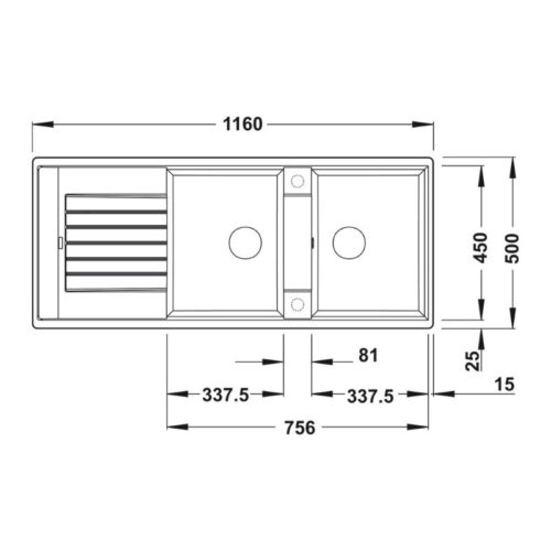 kích thước của Chậu rửa chén bát Hafele Blancozia 8S 565.76.650