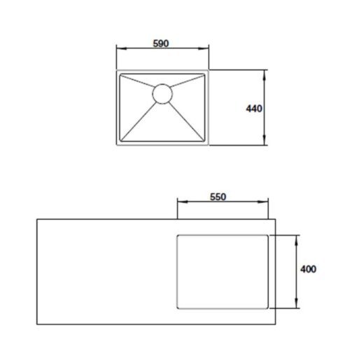 kích thước của Chậu rửa chén bát Hafele Valerian HS-SS5944 567.20.397