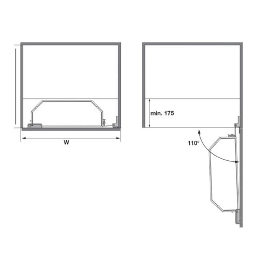 Bộ kệ TANDEM đựng thực phẩm Hafele 545.02.212 KT 600X800mm 4 Kích thước bộ kệ Tandem Hafele 545.02.212