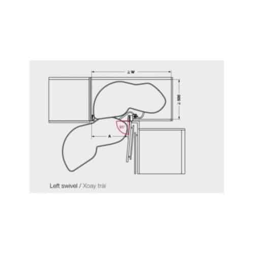 Bộ rổ góc LEMANS II Hafele 541.32.671, màu Crom 6 Kích thước bộ rổ góc LEMANS II Hafele 541.32.671, màu Crom