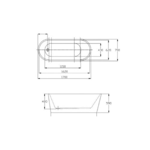 Kích thước bồn tắm âm Hafele 588.55.600
