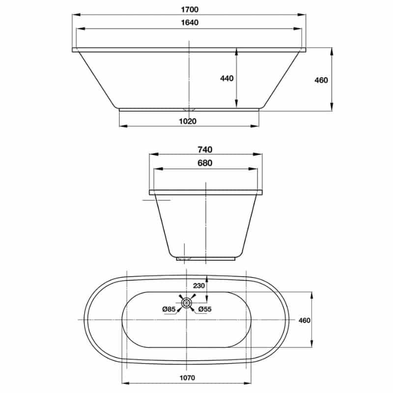 Kích thước bồn tắm âm tròn Hafele 588.55.680 Kích thước bồn tắm âm tròn Hafele 588.55.680