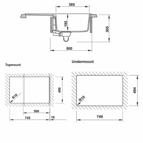 Chậu rửa bát đá Hafele HS20-GKD1S60 570.30.930 màu kem