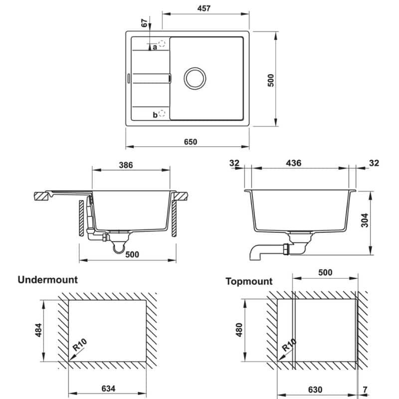 Kích thước Chậu rửa bát đá Hafele HS20-GED1S60 570.30.840 màu xám Chậu rửa bát đá Hafele HS20-GED1S60 570.30.840 màu xám