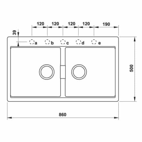 Chậu rửa bát đá Hafele HS20-GKN2S90 570.33.190