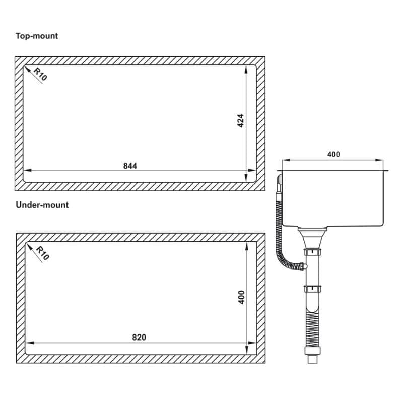 Kích thước Chậu rửa bát Hafele HS21-SSN2S90 567.96.310 Chậu rửa bát Hafele HS21-SSN2S90 567.96.310