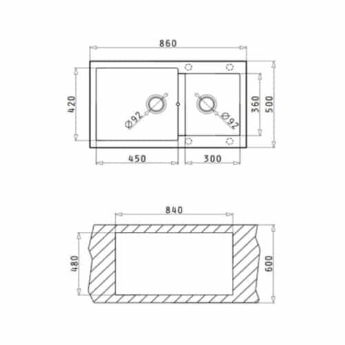 Chậu rửa bát Hafele HS G8650 565.83.351 5 kich thuoc chau rua bat hafele hs g8650 565 83 351