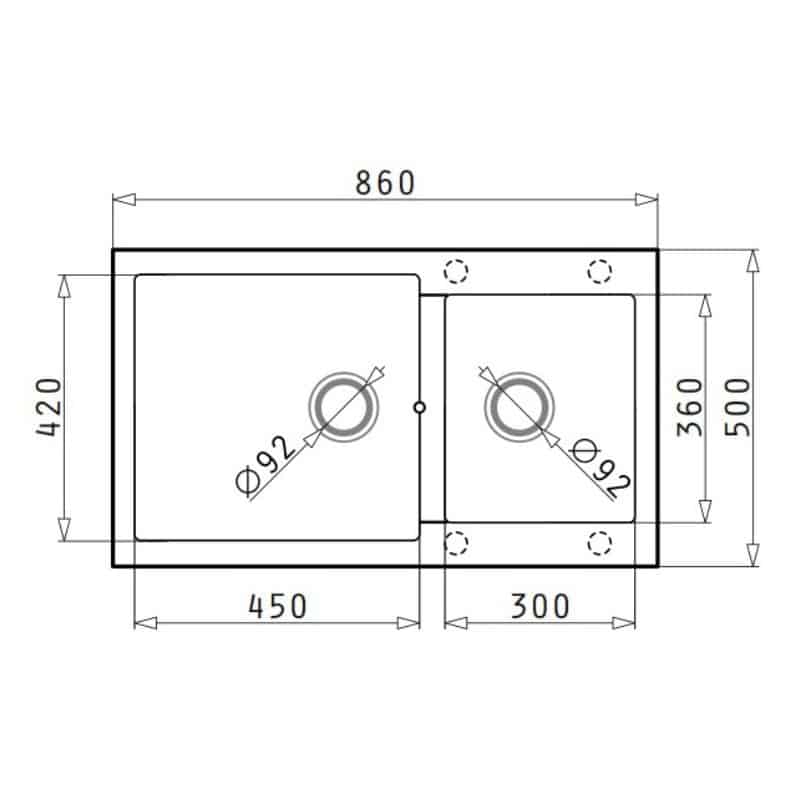Kích thước Chậu rửa chén bát Hafele HS G8650 565.83.751 Chậu rửa chén bát Hafele HS G8650 565.83.751
