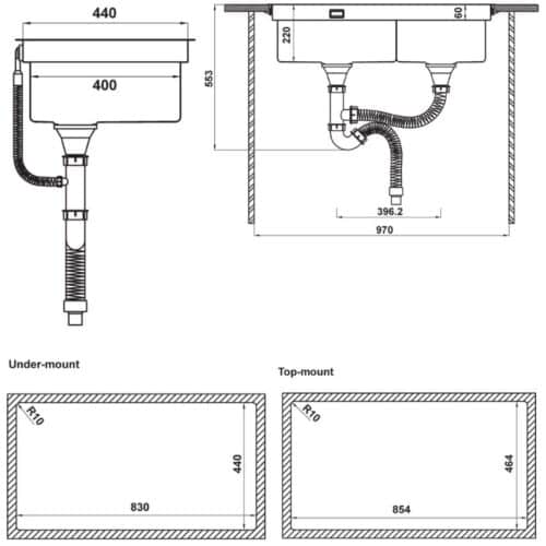 Chậu rửa bát Hafele HS21-SSN2S90 567.94.030 9 Chậu rửa bát Hafele HS21-SSN2S90 567.94.030