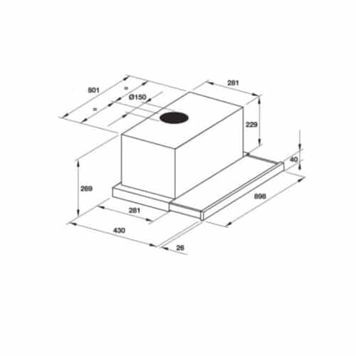Máy hút mùi âm tủ Hafele DHI623GSG 539.86.052 3 Kích thước Máy hút mùi âm tủ Hafele 539.86.052