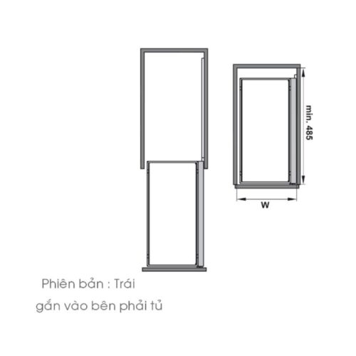 Kích thước bộ rổ kéo Comfort II 300mm trái Hafele 545.53.763