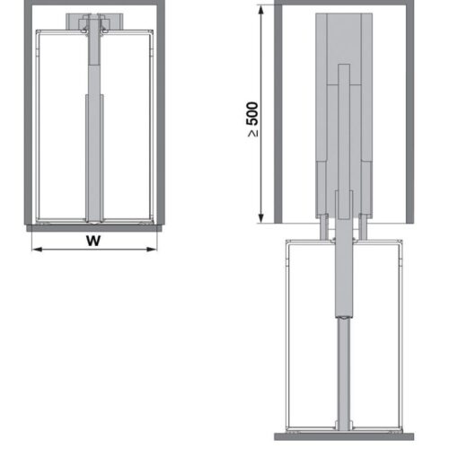 Kích thước bộ kệ tủ 4 tầng, rổ lưới DISPENSA 90 ARENA 400mm Hafele 546.54.613
