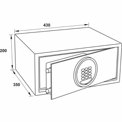 Kích thước Két sắt mở trước Hafele SB-600 836.29.500