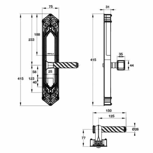 Kích thước ﻿Khóa cửa điện tử Hafele EL10K 912.05.314