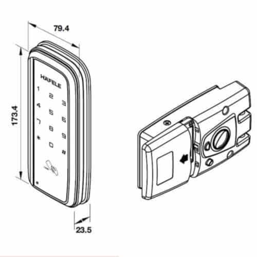 Khóa cửa điện tử Hafele ER4200-TC 912.05.690 5 Kích thước của Khóa cửa điện tử Hafele ER4200-TC 912.05.690
