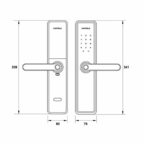 Kích thước Khóa điện tử Hafele DL7602 912.20.233