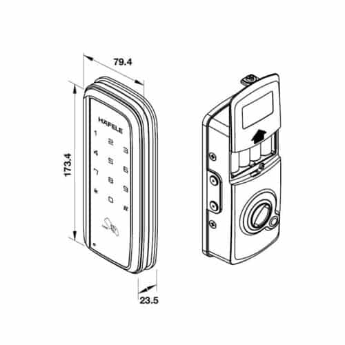 Kích thước Khóa điện tử Hafele ER5900-TCB 912.05.656