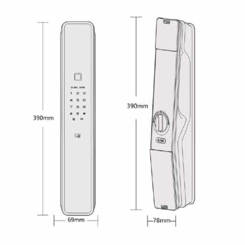 Kích thước Khóa điện tử Hafele PP9000 912.05.691