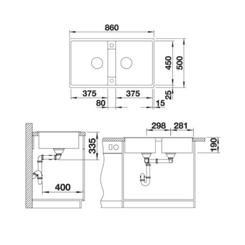 Chậu rửa chén bát Hafele 567.68.940 6 kích thước lắp đặt chậu rửa chén bát Hafele 567.68.940