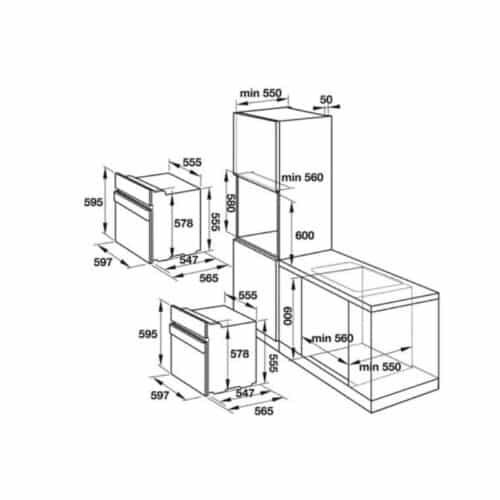 Kích thước lò nướng Hafele 535.00.310