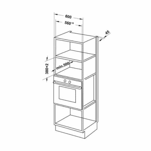 Lò nướng kết hợp vi sóng Hafele HMO-6T28A 538.31.390 3 Kích thước của lò nướng kết hợp vi sóng Hafele HMO-6T28A 538.31.390